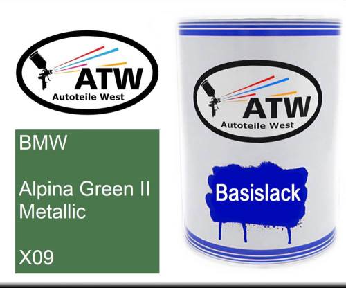 BMW, Alpina Green II Metallic, X09: 500ml Lackdose, von ATW Autoteile West.